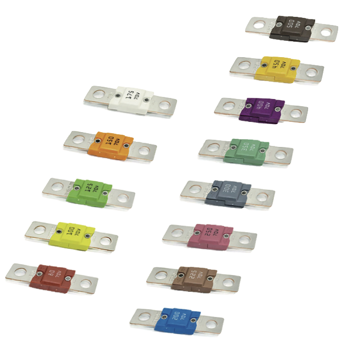 Mega fuses 32V and 70V, 40A – 500A